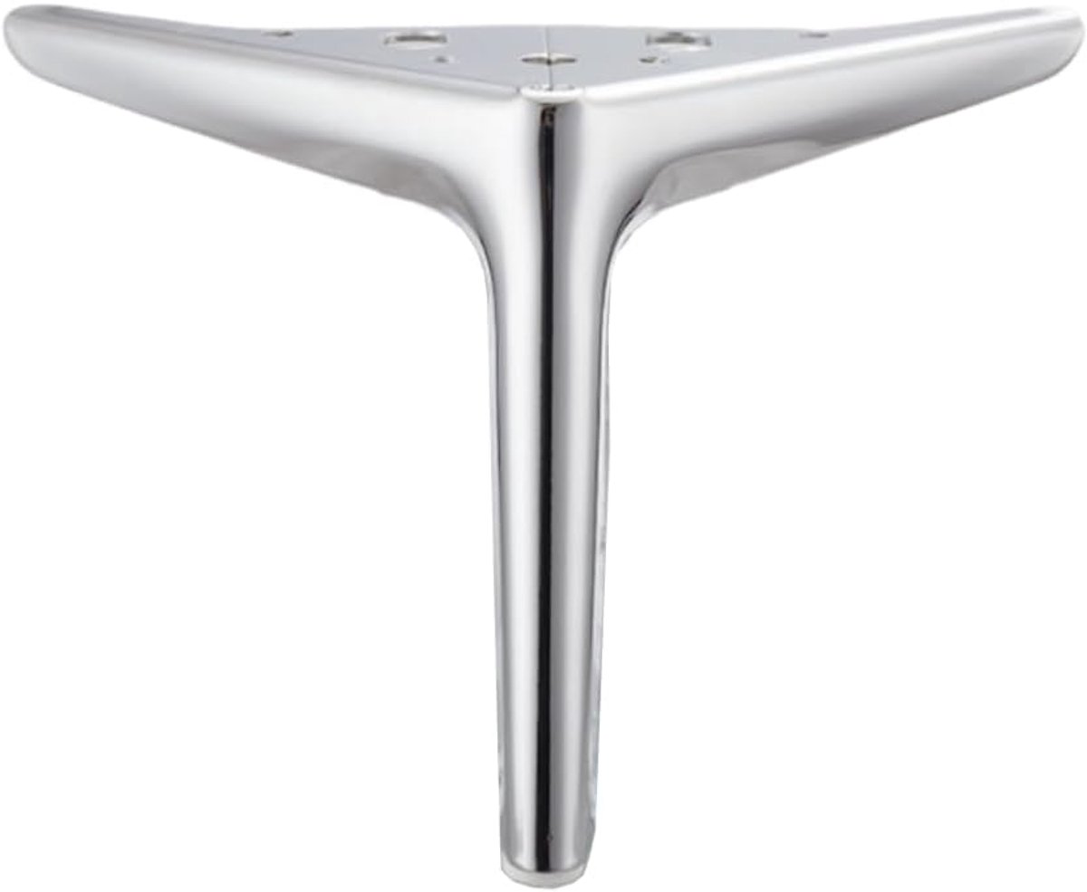 Poten, metalen driehoekige poten, vervanging voor kast, dressoir, sofa, stoel, werkbank, set van 2 (zilverachtig, 12 cm)