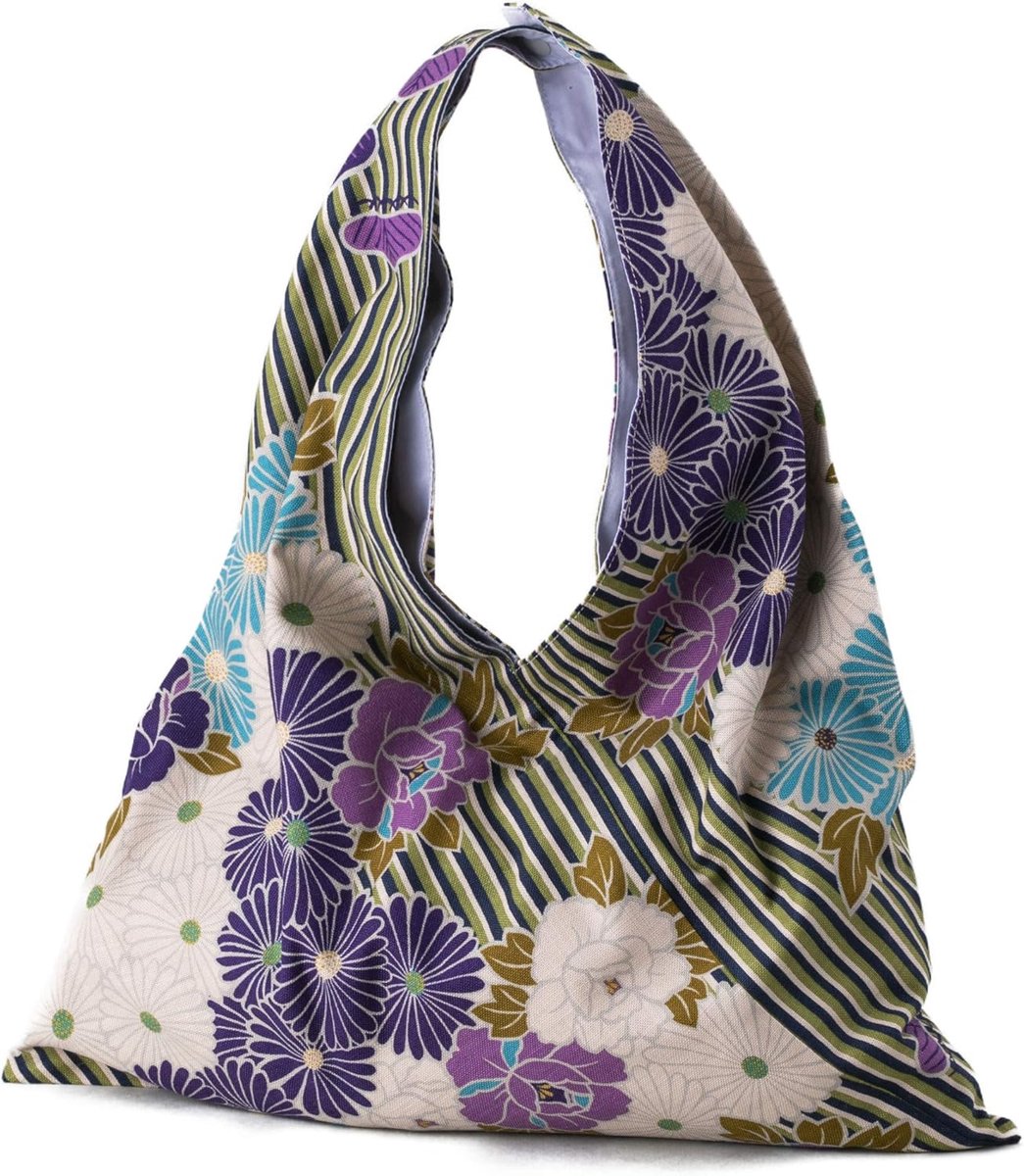 Japanse Furoshiki tote bag (Retro Flower) Kimono tas/Gemaakt in Japan 100% Katoen Stof Herbruikbare Vouwtas