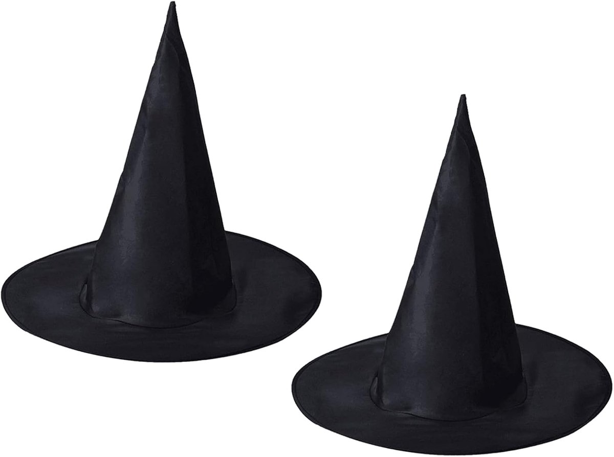 Hoeden, Halloween-feesthoeden, accessoires voor kostuums, kostuum, heksenhoed, opvouwbare Halloween-tovenaarshoed, eenheidsmaat (zwart)