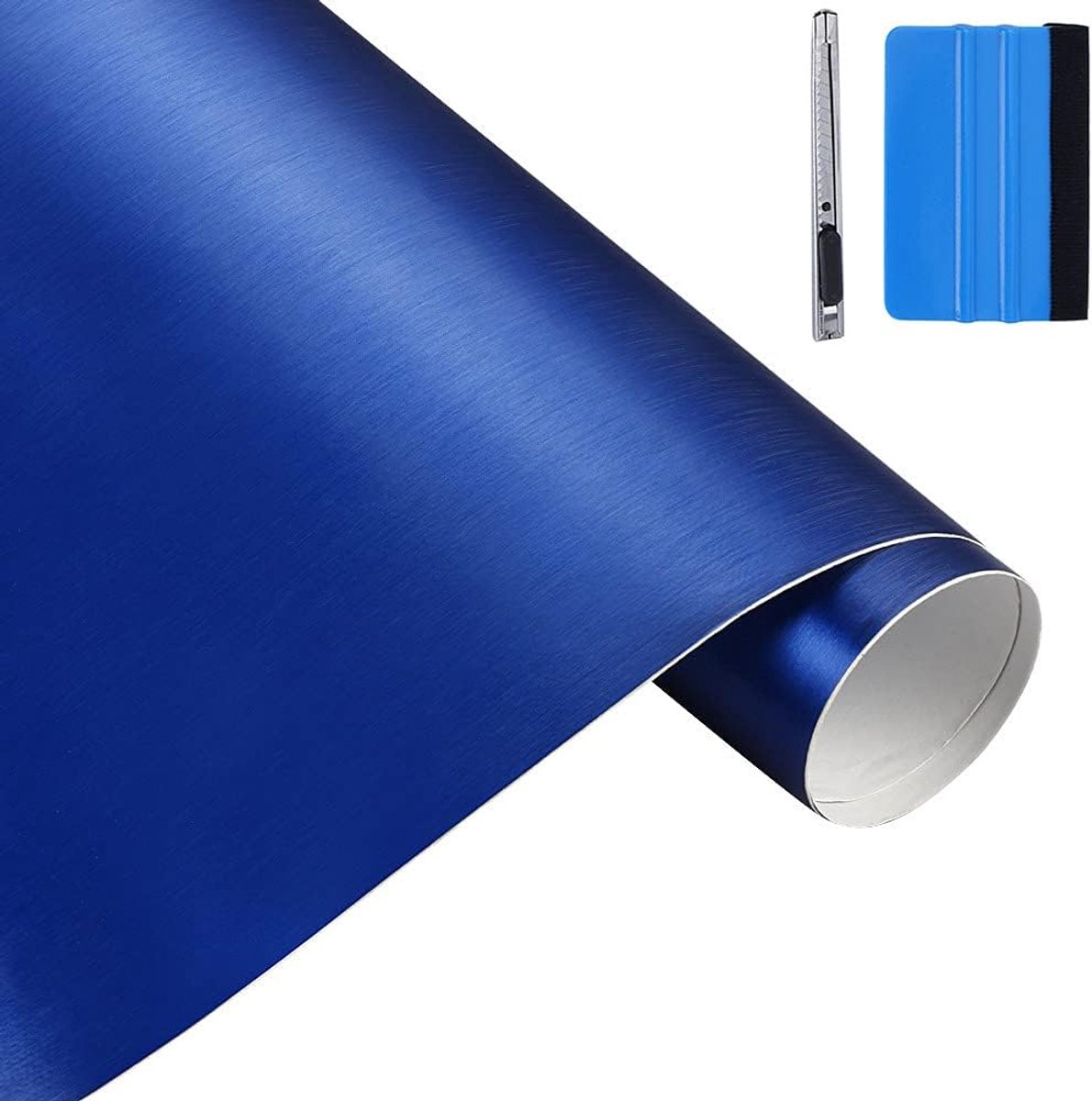 30 cm x 150 cm Blauw Geborsteld rvs Metallic Vinyl Wrap Film Matte Geborsteld Chrome Auto Wrapping Folie Sticker Sheet Voor Motor Laptop Meubels