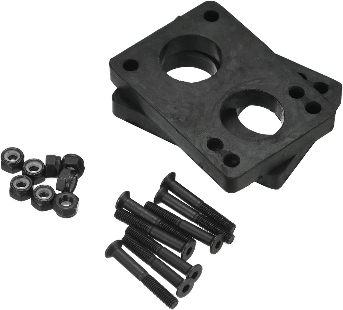 Skateboard riser-pads schroeven set, 2 stuks 10 mm longboard schokdempers met bevestigingsschroeven moeren hardware reparatieset voor cruiser, zwart