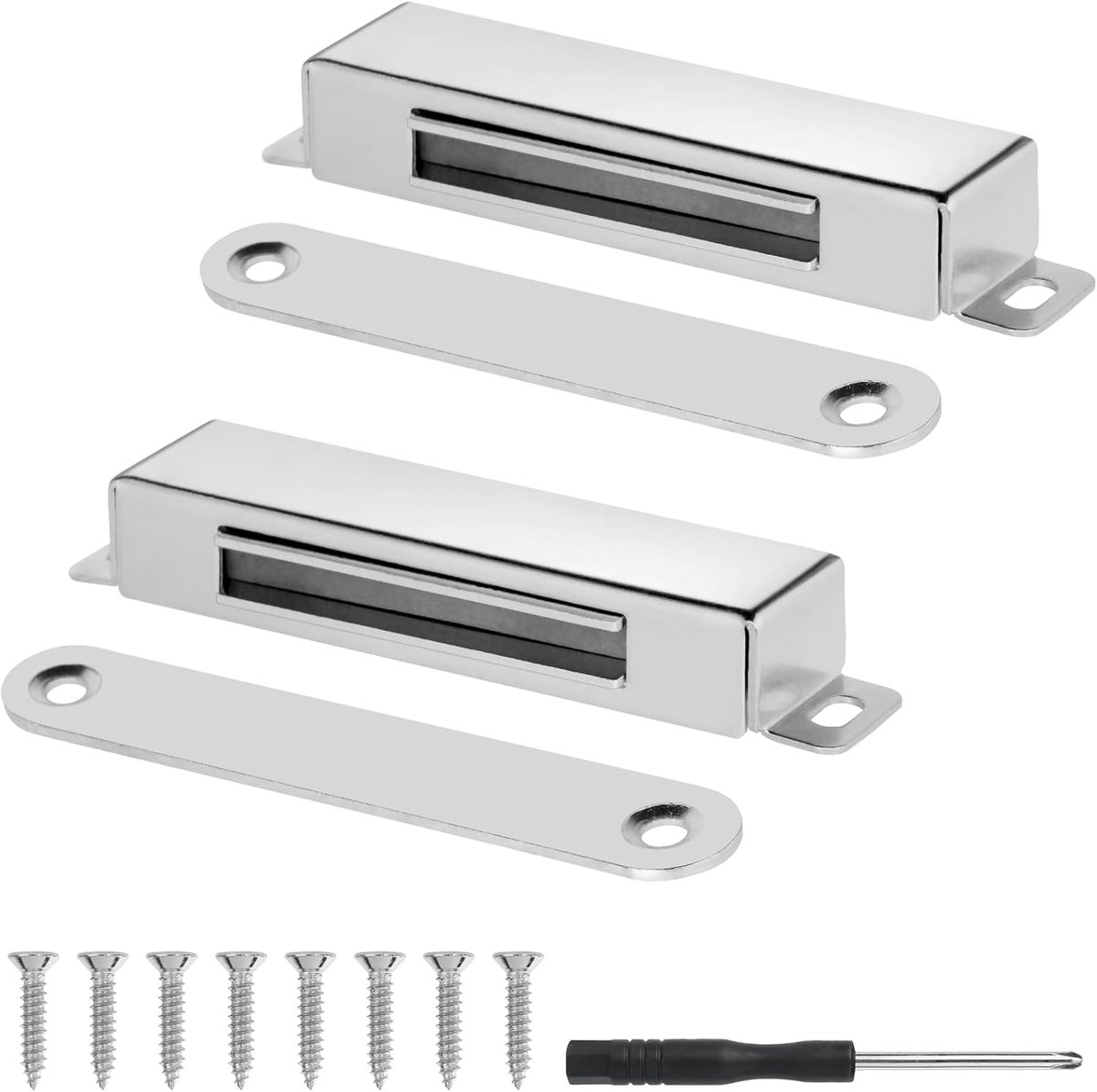 2 stuks magneetsluiter, deurmagneten voor kastdeuren, magneetsnapper met spijkers, roestvrij stalen schuifladen, magneet, deursluiter, magneet voor kastdeur, kastmagneten, sterke deurmagneet