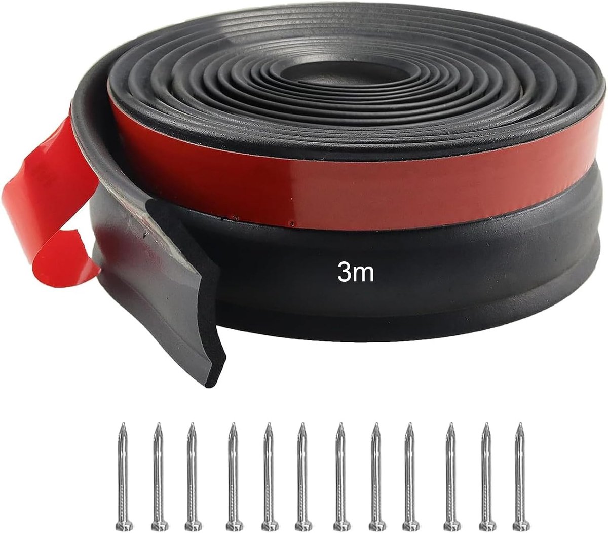 garagedeur afdichting 3m, multifunctionele garagedeur rubberen afdichtstrip, garagebodem afdichting garage tochtstopper met spijkers