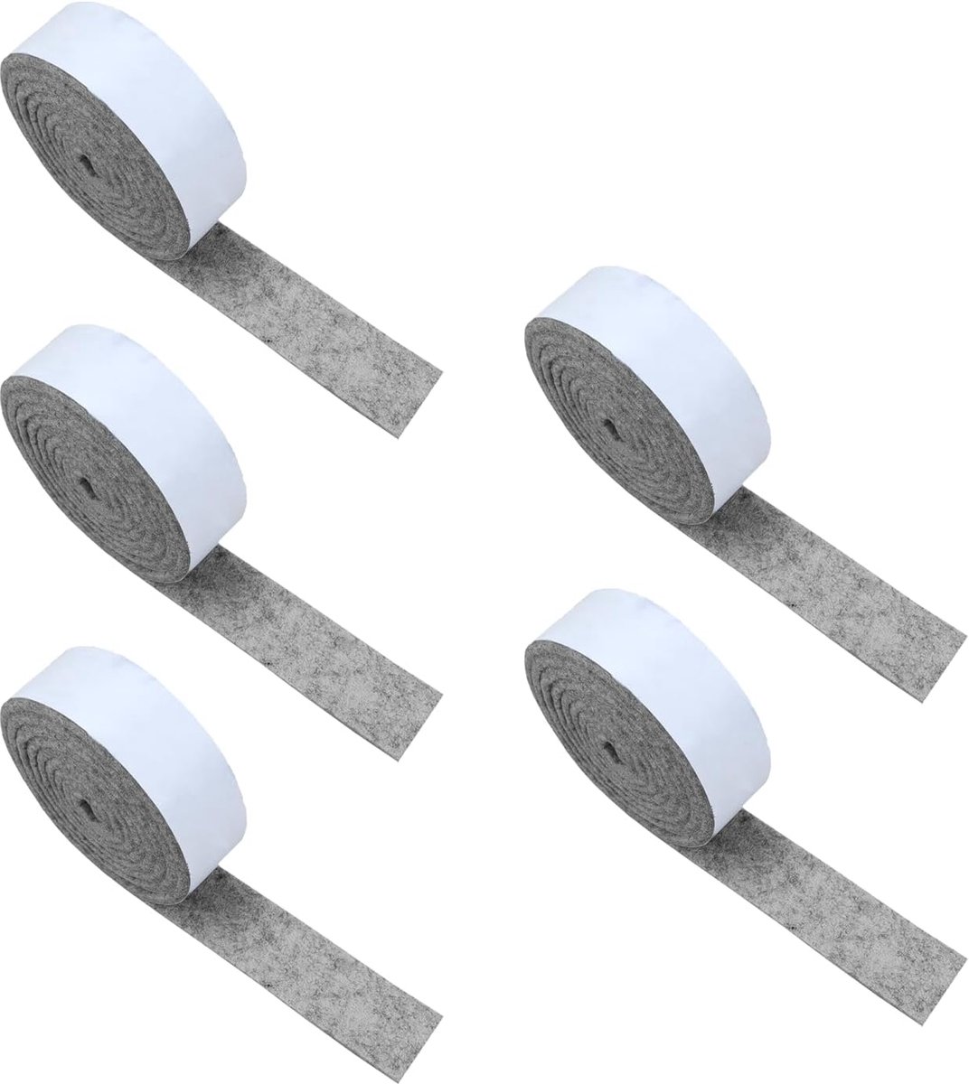 5 rollen grijze zelfklevende viltglijders, lange plakstrips voor tafels en stoelen, antislip viltstrips, op maat te snijden voor bescherming van meubels, vloeren en kastpoten, 100 cm x 2 cm