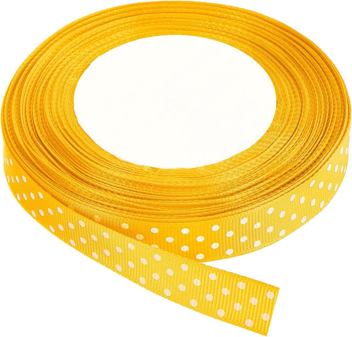 Ripsbanden 23 m x 1,5 cm lichtgeel met witte stippen lint decoratie voor kunsthandwerk geschenkverpakking bruiloft DIY handgemaakt
