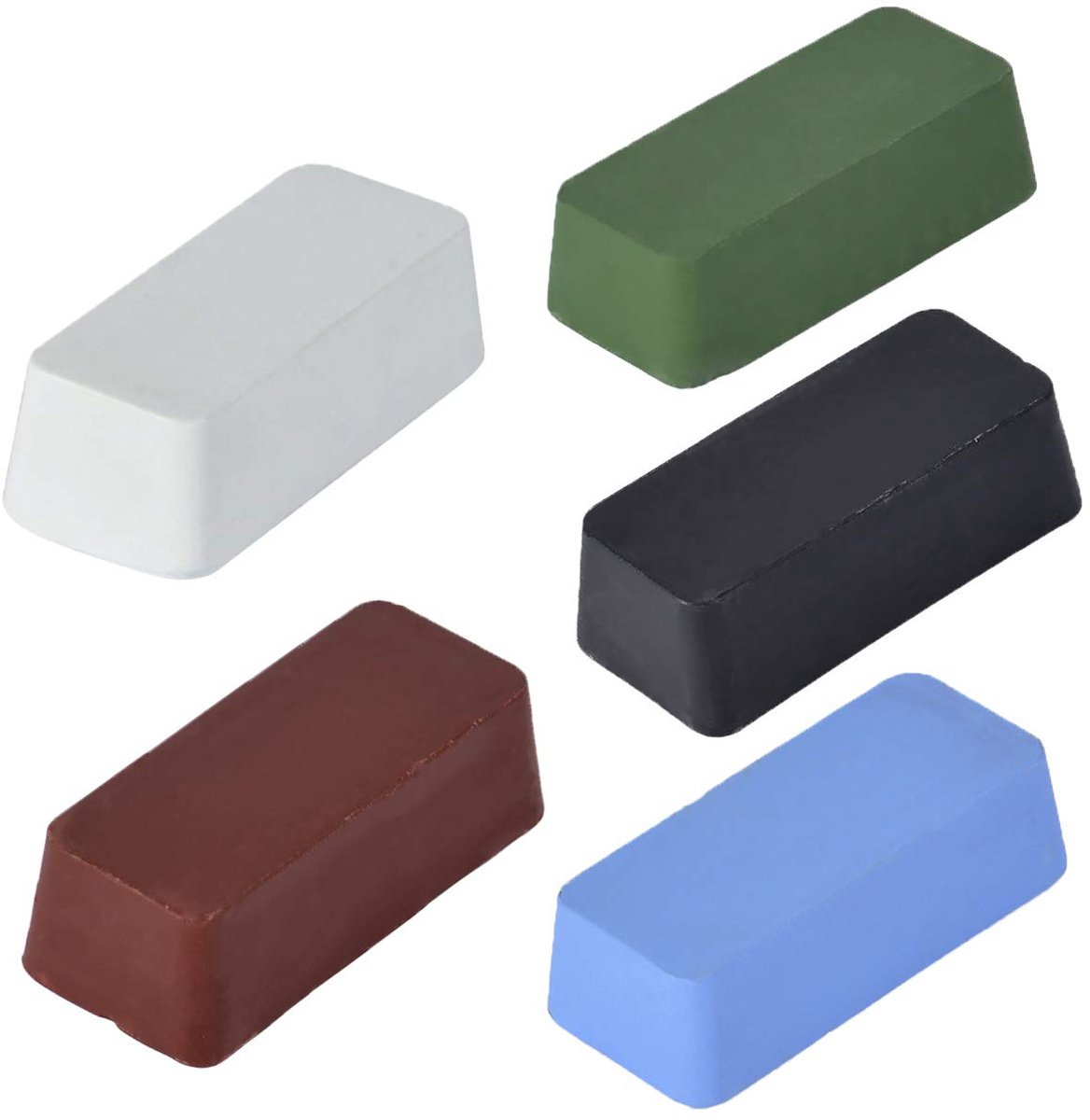 Polijstpasta, Jicyor 5pcs Roestvrij Staal Metaal Multifunctionee Polijstwas Herbruikbare Schuurpasta (Groen, Wit, Rood, Zwart, Blauw) 104g