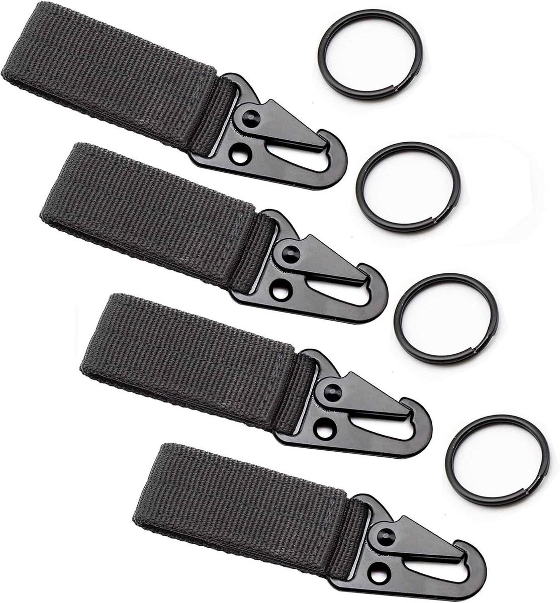 karabijnhaak clip,4 stuks opknoping riem karabijnhaak tactische nylon lus gear clip singelband gesp riem voor wandelen rugzak camping sleutelhangers outdoor