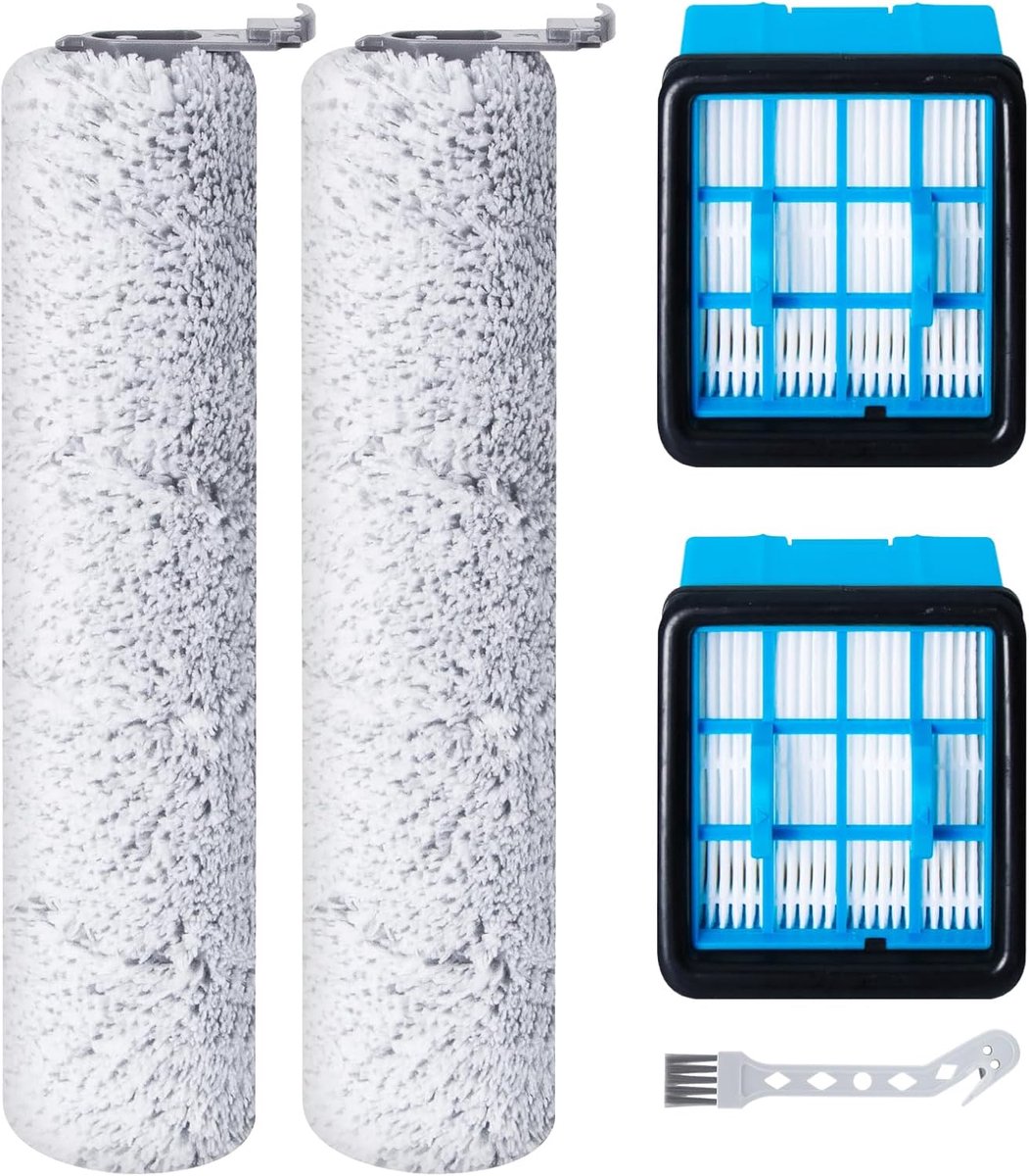 borstelrol en HEPA-filter voor BISSELL CrossWave OmniForce (3912N) & OmniFind draadloze stofzuiger, 2 borstelrollen + 2 HEPA-filters + 1 reinigingsborstel