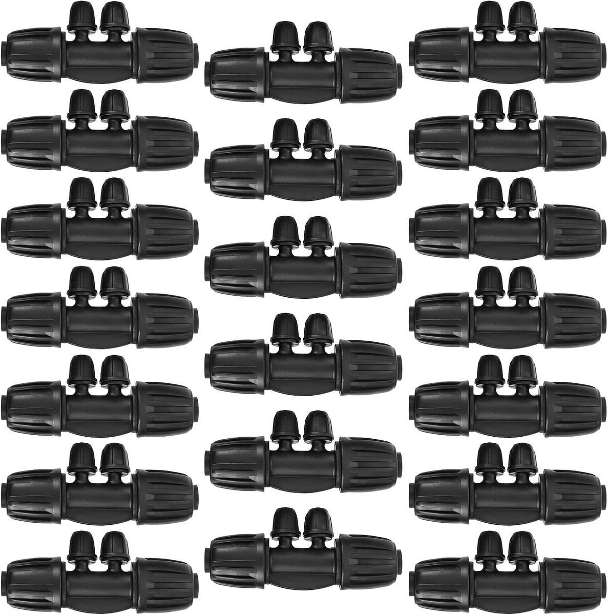 1/2 Inch tot 1/4 Inch Tubing Irrigatie Fittings voor (1/2" ID x 0.60"-0.63" OD) 16mm Druppelbuizen, Anti Leak Lock Prikkeldraad Tee Connectors (20 stuks Lock Prikkeldraad Tee 4-weg gesp zwart)