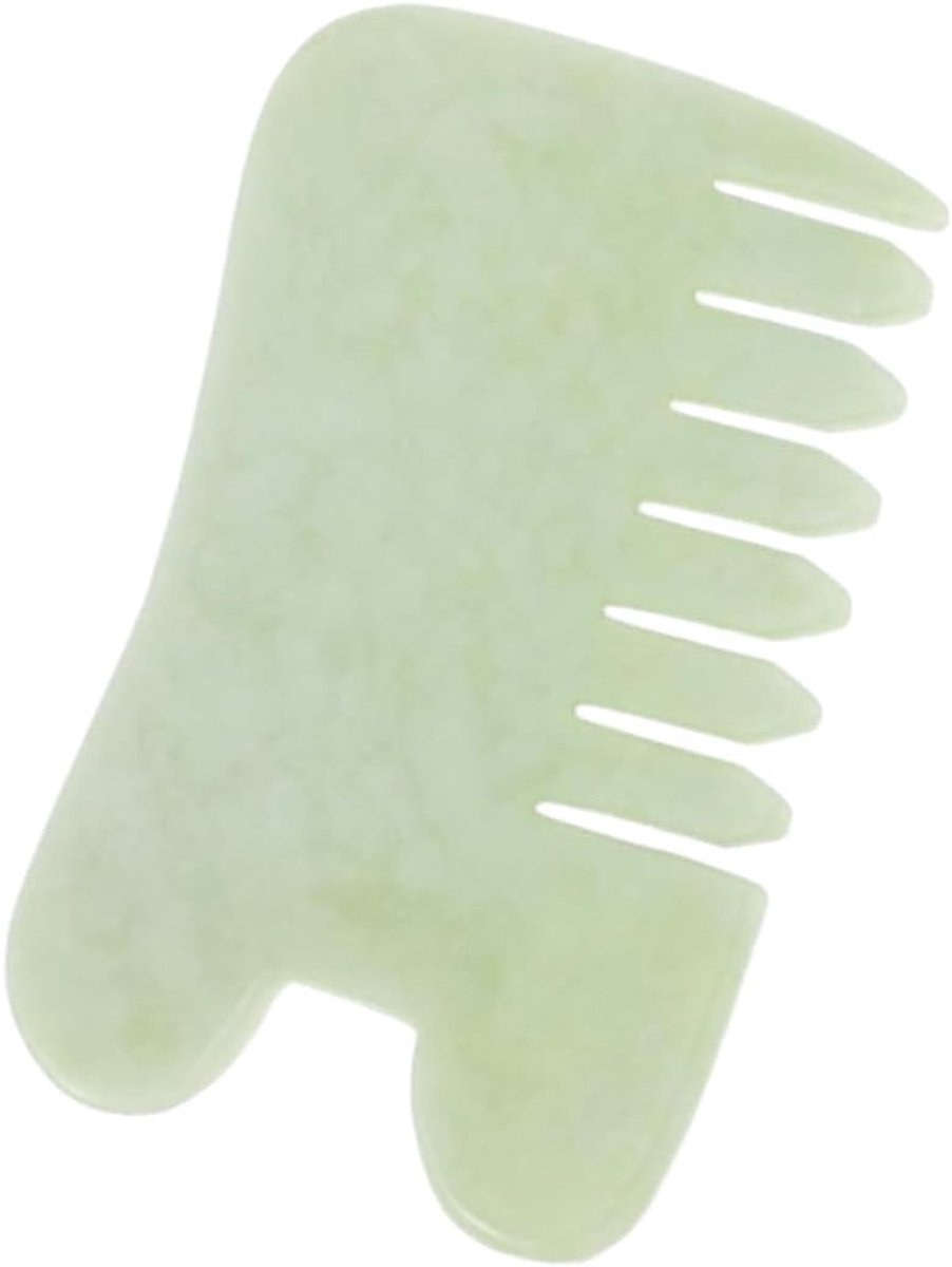 Gua Sha Kam, natuurlijke jadesteen, guasha-massageapparaat, multifunctioneel gereedschap voor het afkrabben en masseren van de hoofdhuid, gezichtsscrapper voor schoonheidssalon