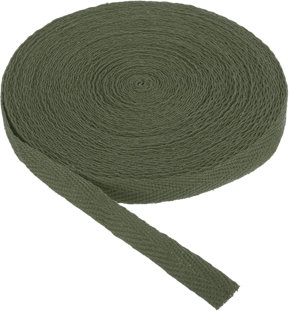 Katoenen keperstof tape 10 mm (3/8 inch) 10 meter katoenen lint biaisband visgraat singels trim voor naaien geschenkverpakking ambachtelijke doe-het-zelf mosgroen - 9 m