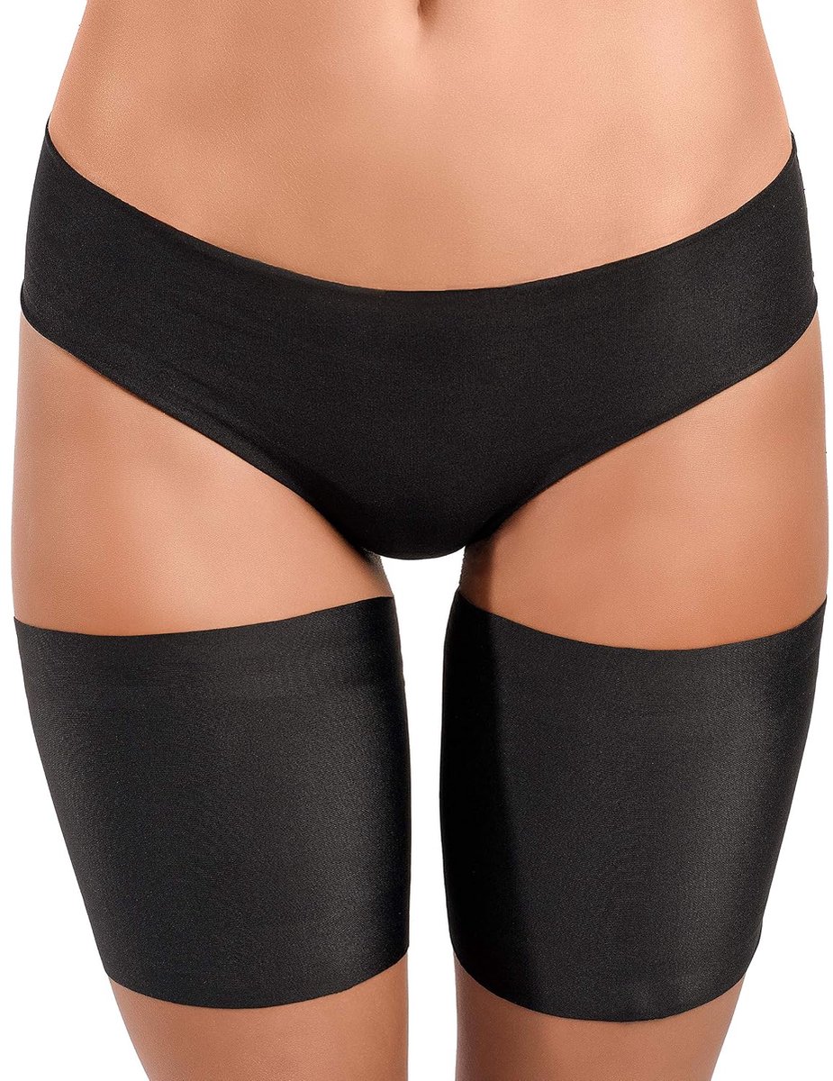 looksy Dames Anti-Schuur Dijenbanden – Satijnen Antislip Dijenbeschermers tegen Wrijving – Naadloos & Onzichtbaar Comfort onder Jurken en Rokken, Nero, L