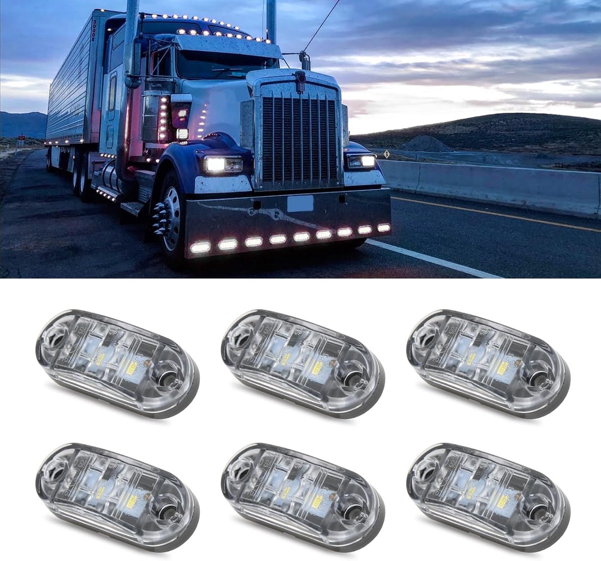 Zijverlichting, Universele 12V-30V zijmarkeringslamp, 6 stuks auto-zijverlichting lampen indicatoren van de positie voor vrachtwagen, aanhanger, bus, caravan, bestelwagen, camper