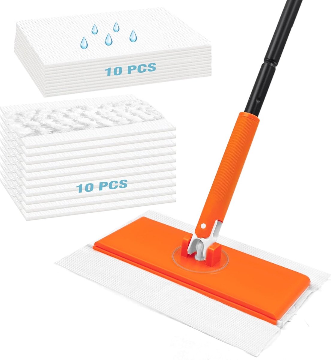 Sweeper Mop Compatibel met Flash Pads, 2-in-1 Starter Kit voor Swiffer Multioppervlakreiniging, Wegwerp Vloerstofdoek, 10 Droge Veegdoeken, 10 Natte Dweilen Vullingen