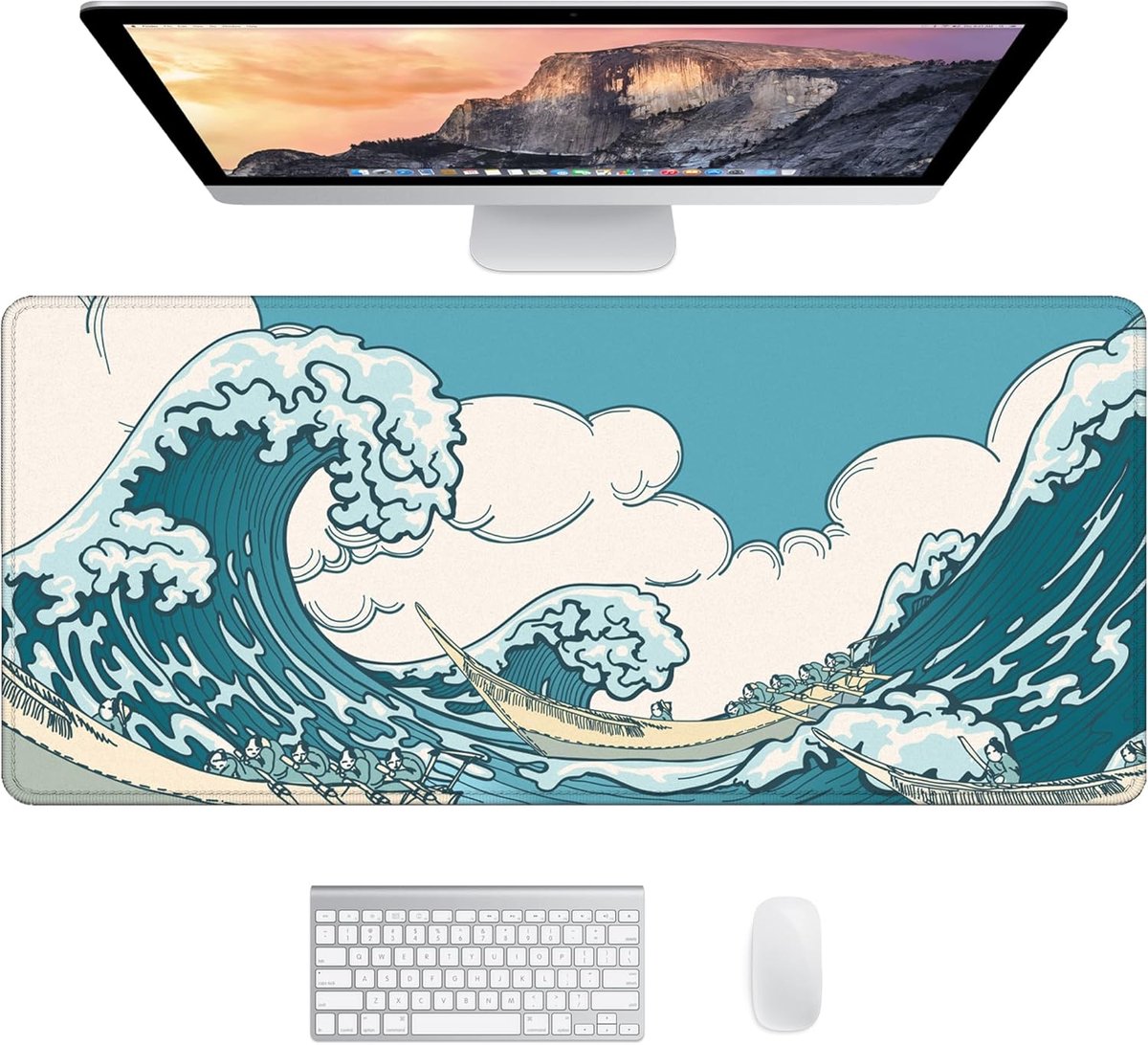 Muismat XXL 900x400 | Large Desk Mat | Muismatten XXL Gaming Bureau Accessoires | Blauw Mouse Pad - 90x40 Mousepad (De Grote Golf)