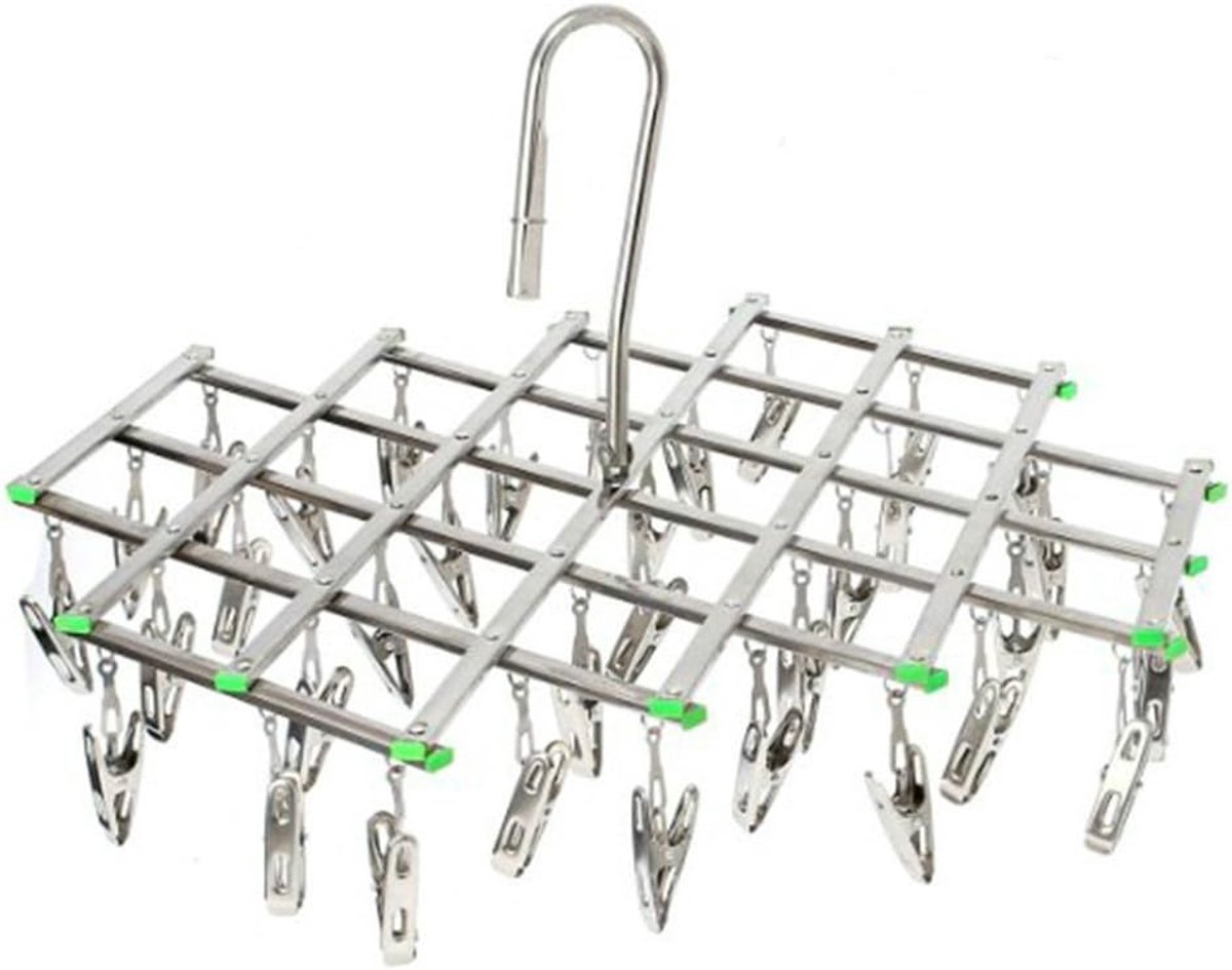 staal 35 clips droogrek, ruimtebesparende hanger, slim haakontwerp vermijd wegblazen, drogen pinnen voor sokken, handdoeken, ondergoed, sjaals, shirt of kleine kleding