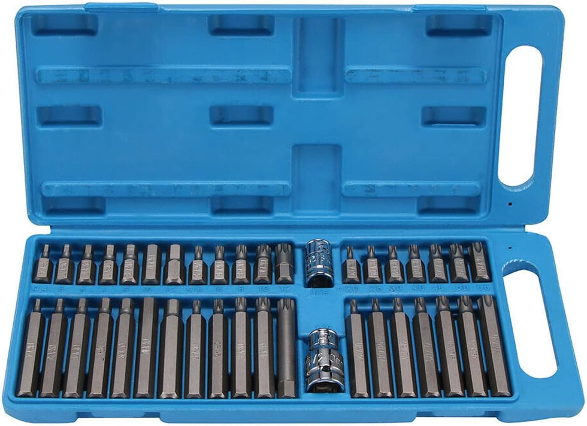 40-delige Hex Star Spline-dopsleutelset, 40 in 1 Spline Hex Star-bitdopset, 3-8 1/2 Diameter Lange, Korte Inbussleutel, met Opbergdoos