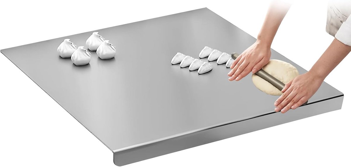 40 x 30 cm roestvrijstalen snijplank: antislip snijplank met rand, roestvrijstalen werkblad, keukensnijplank voor bakken, kneden, snijden en als werkblad keuken