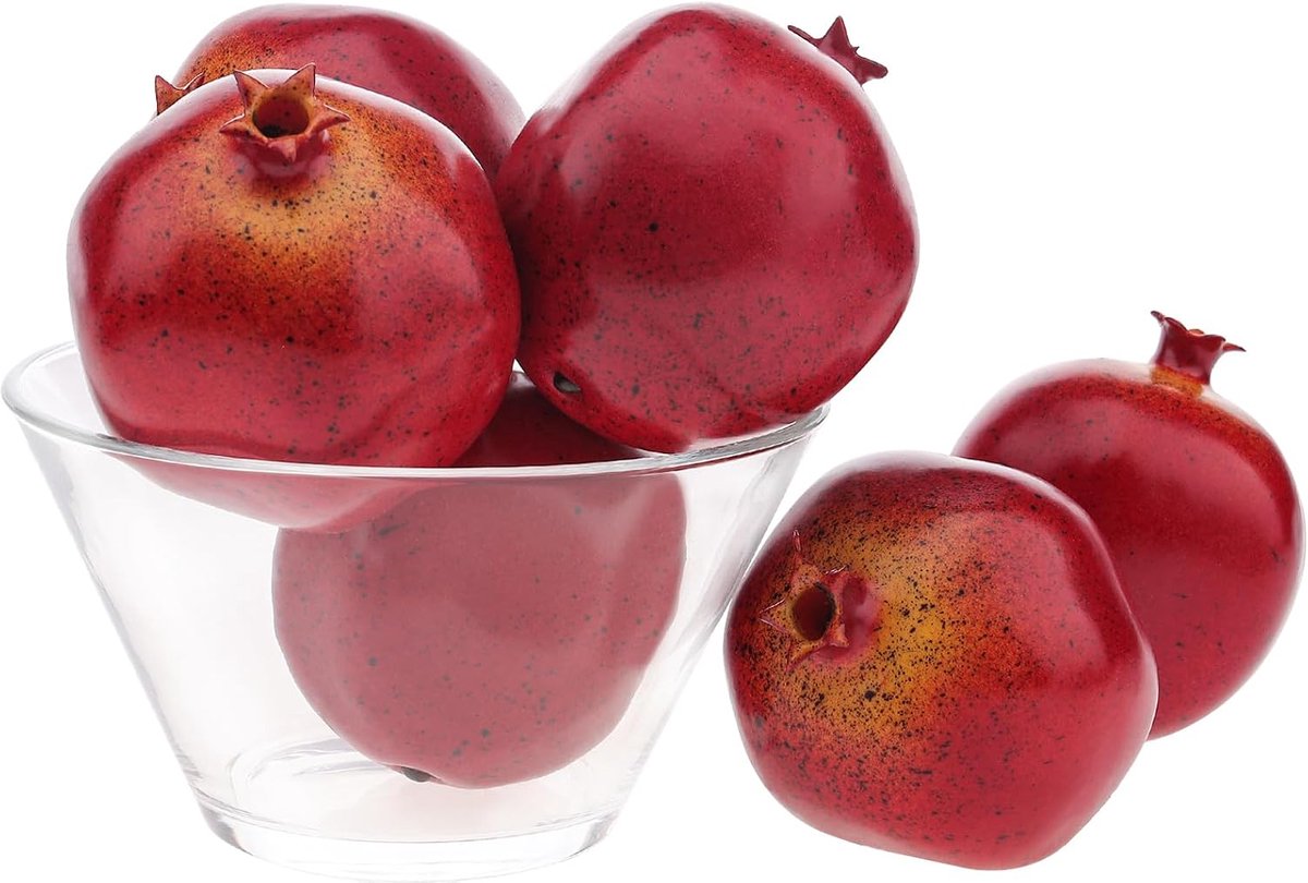 6Pcs Levensechte Granaatappel Model Nep Kunstmatige Decoratie Realistische Levendige Fruit Faux Plastic Voedsel Ornament Krans Verjaardagsfeest