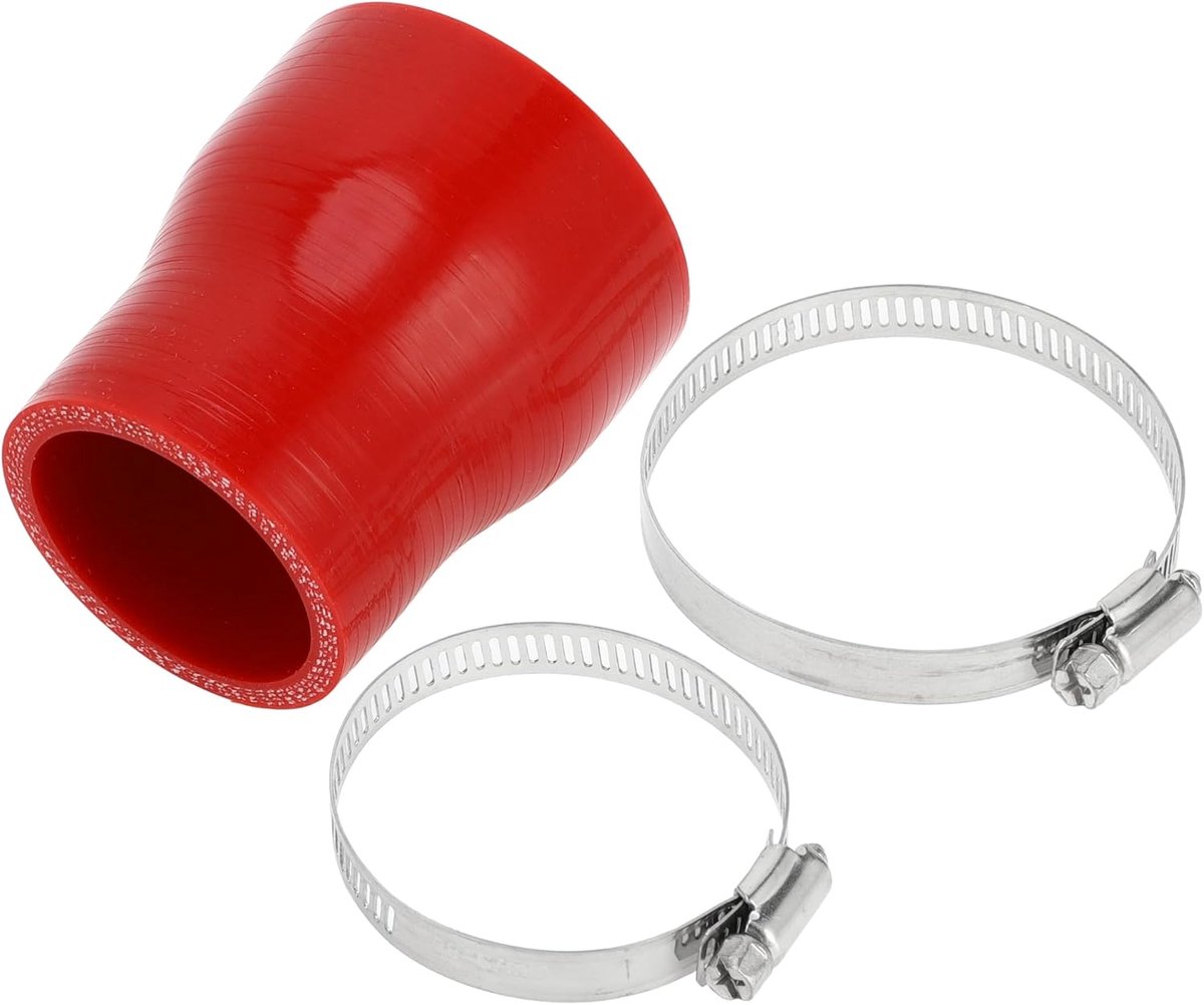 ABSOPRO Rechte Koppeling Silicone Slang Met Klemmen 1.77"-2.24" ID 2.99" Lengte 0 Graden Auto Silicone Slang Koelslang 4-Laags 5mm Dikke Luchtinlaat/Turbo/Intercooler Leiding Rood 1 Set