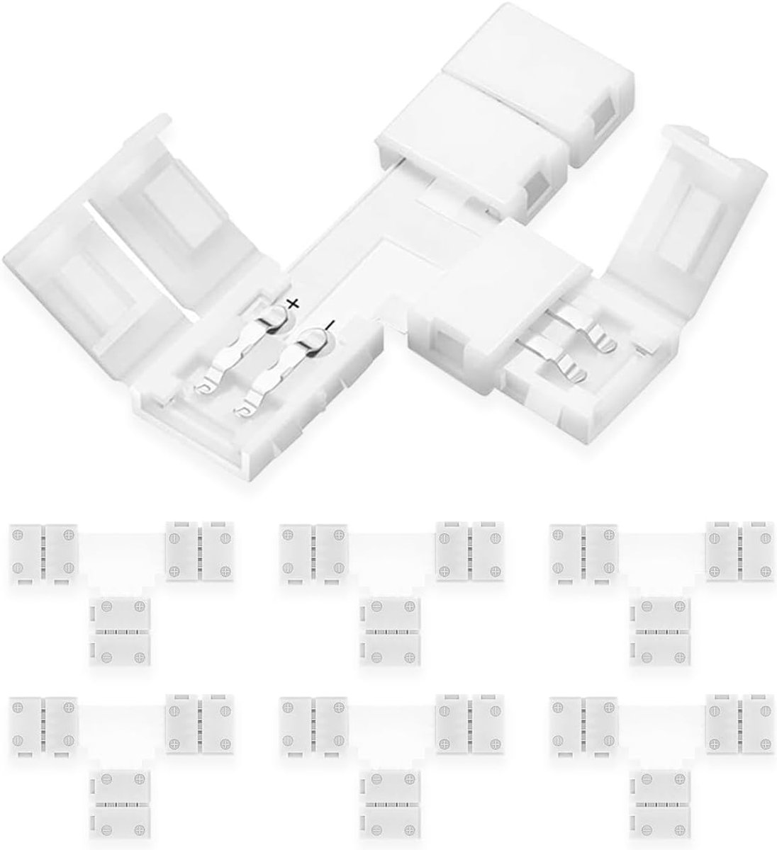 LED Strip Connector, 6 stuks 2 Pin 8mm LED Light Conner Connector, LED Strip Light Connector, 8 mm LED Stripe connector adapter, voor 3528/2835 Multi-color LED Strip zonder solderen, T-vorm