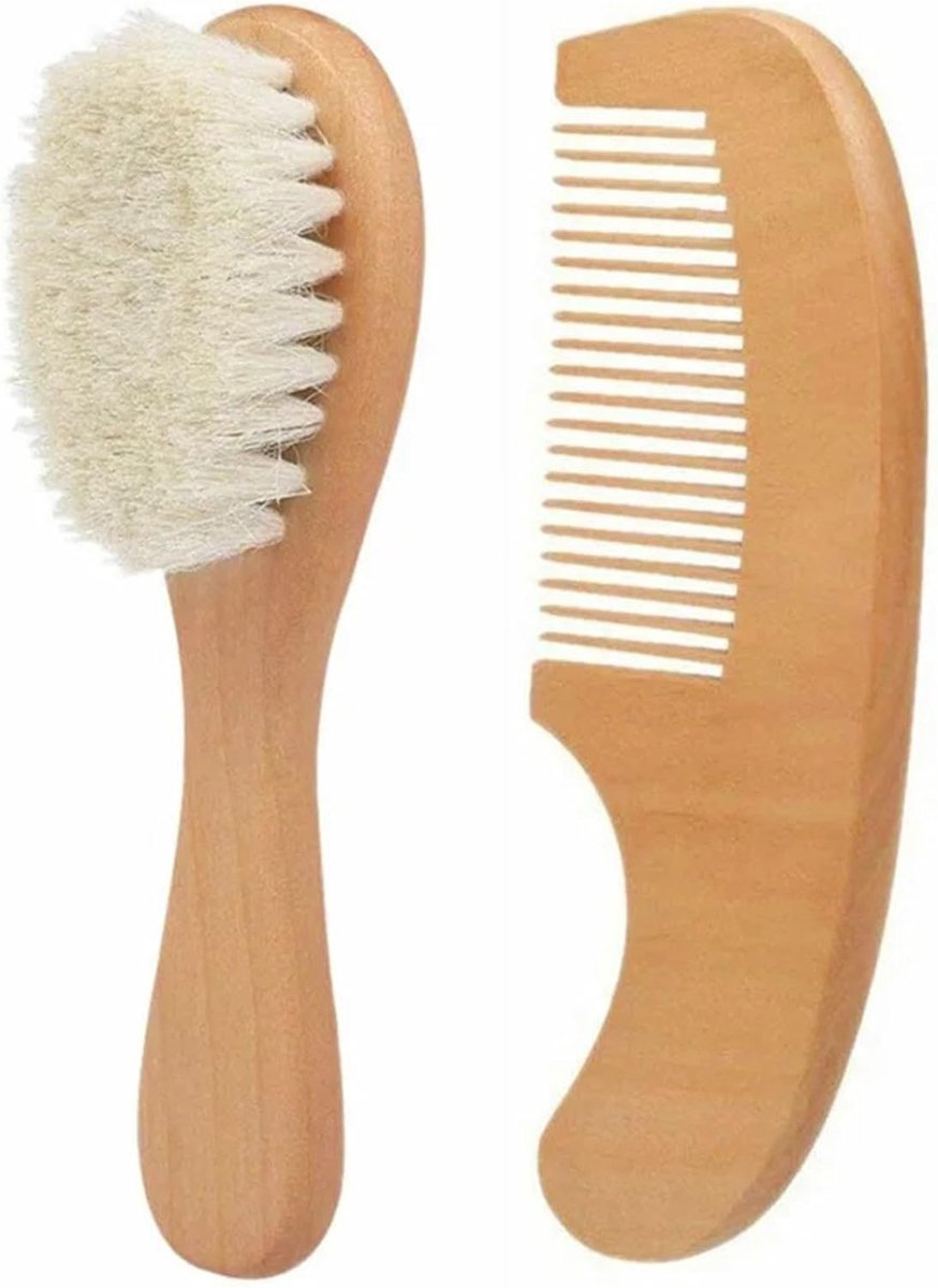 Baby Natuurlijke Wol Baby Houten Borstel Kam Pasgeboren Haar Borstel Baby Hoofd Massager Draagbare Baby Kam Haar Bad Borstel Kam