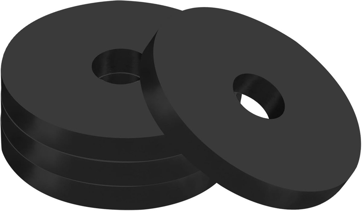 4 stuks multifunctionele rubberen afstandhouders 1,6" AD x 25/64" ID x 0.2" dikke trillingsdempers rubber afstandhouder sluitring voor HVAC-machines bouten auto accessoires zwart
