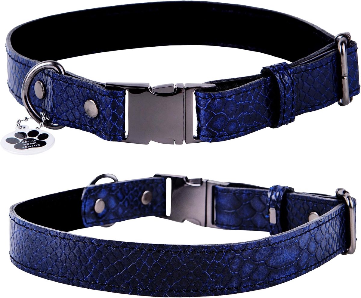 Leren Hondenhalsband met ID-label QR, Verstelbare Hondenhalsband met Metalen Gesp, Handgemaakte Hondenhalsband Kleine Hond, Hondenhalsband Medium, Zware Hondenhalsband Grote Honden