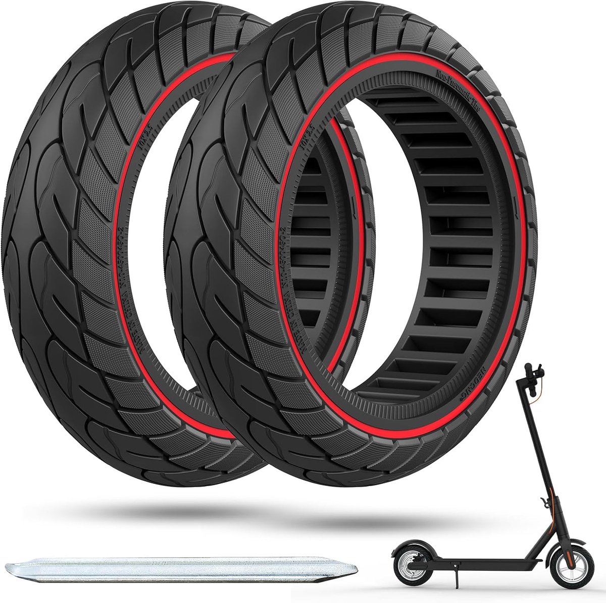 Vervangende massief rubberen banden 60 70-6 5 voor Ninebot G30 Max G30D met montagegereedschap voor elektrische scooter massief rubberen banden 10 x 2 5 reservewielen heavy duty