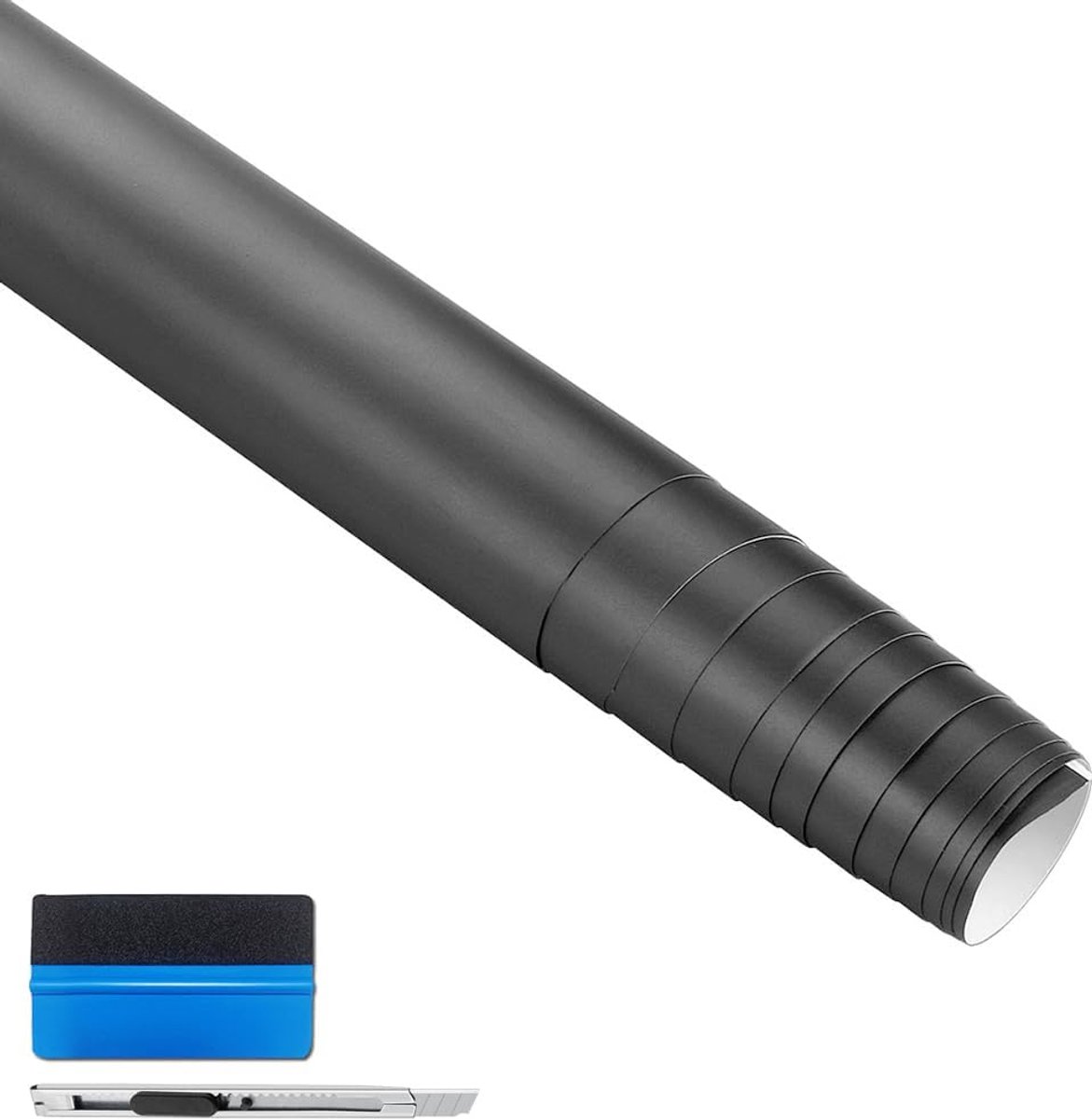 Satijn Mat Grijs Chroom Metallisch Auto Vinylfolie 30cmx150cm | Satijn-matte afwerking, Inclusief montagetool, Verplaatsbare lijm, Flexibel en rekbaar, Waterdicht, Ideaal voor auto, moto