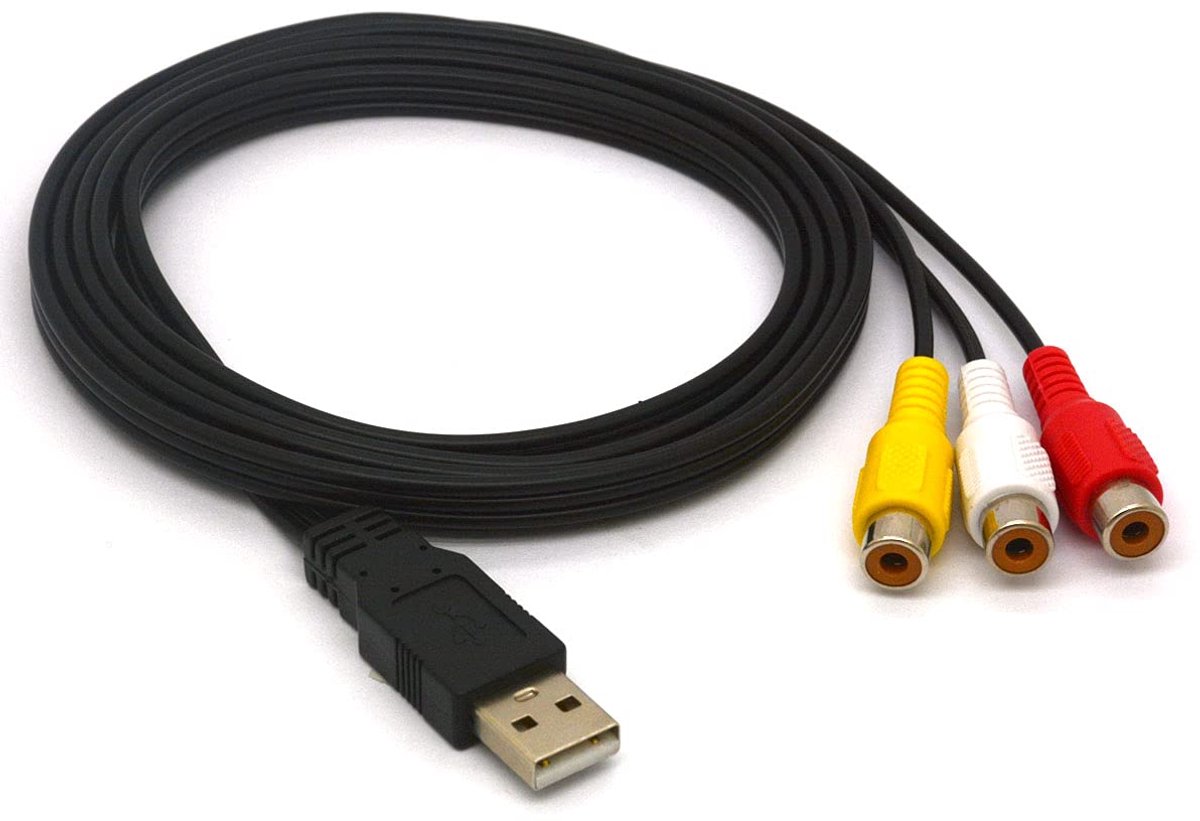 naar 3 RCA-kabel, 1.5 Meter Lange USB 2.0 Mannelijke naar 3RCA Vrouwelijke Jack Splitter Audio Video AV Samengestelde Adapter Koord voor TV PC HDD DVR (1.5meter)