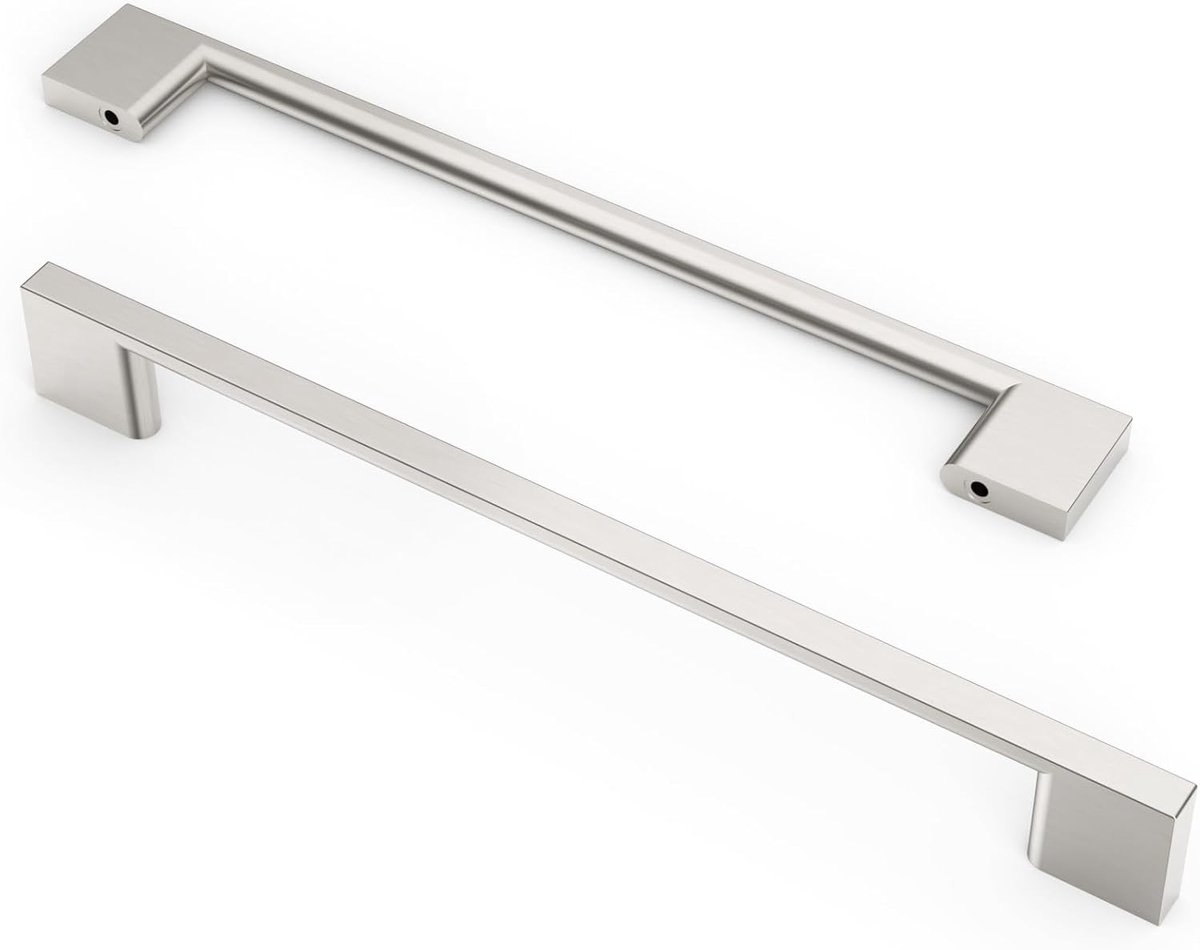 9BUILD 10 stuks nikkel geborsteld, gatafstand 192 mm, voor keukenkasten, meubelgrepen, keukengrepen, kastgrepen, moderne meubelgrepen, kastgrepen, EU0035
