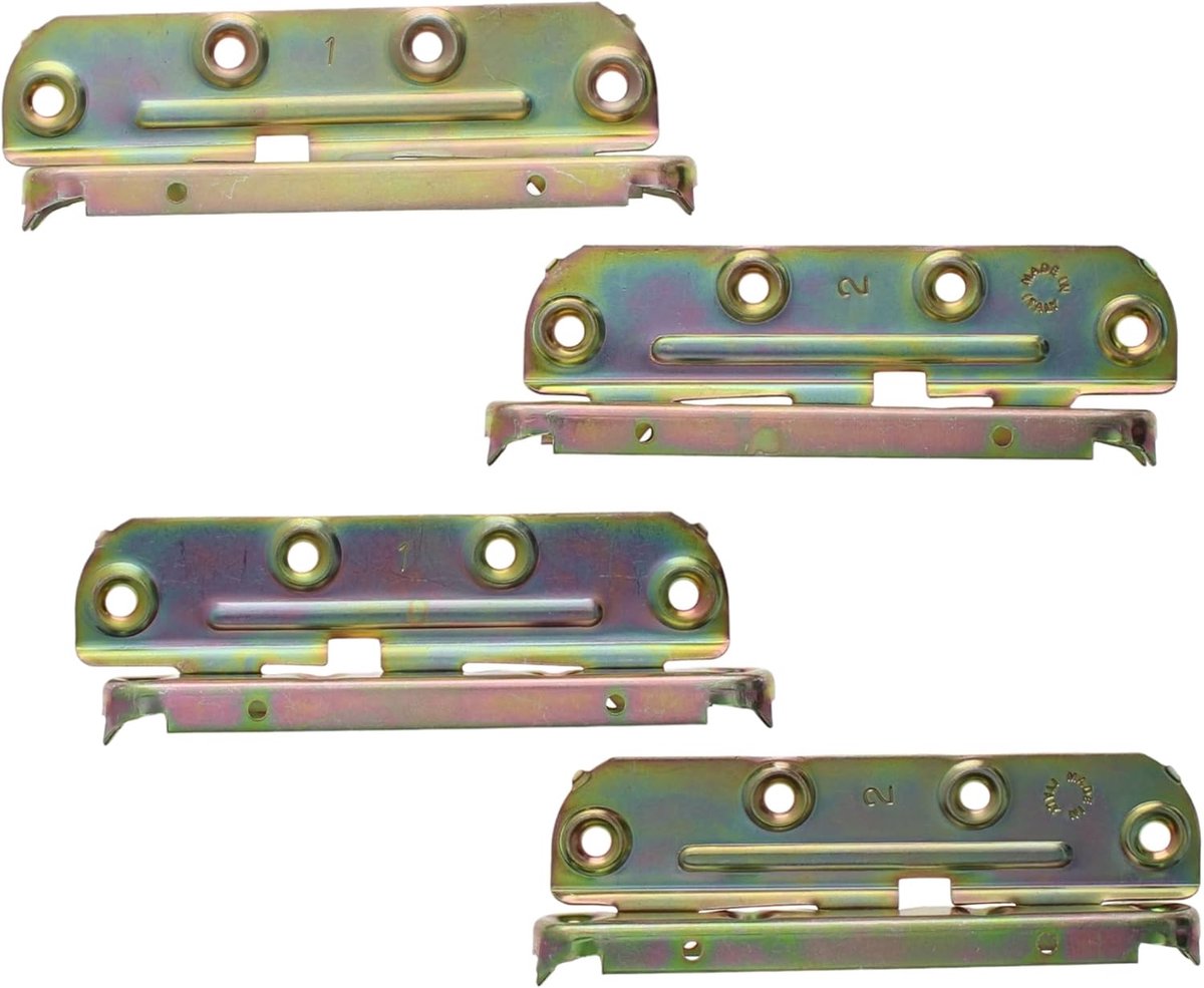 Bedbeslag voor lattenbodem gebogen uitvoering 130 mm set met 4 haken & 4 gatdelen