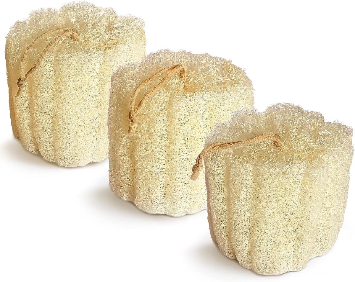 Douche Loofah Sponge, Bad Exfoliërende Loofa Body Scrubber, 5.5 "Zachte en gemakkelijk schuimende Spa Lufa Sponzen (3 pack)