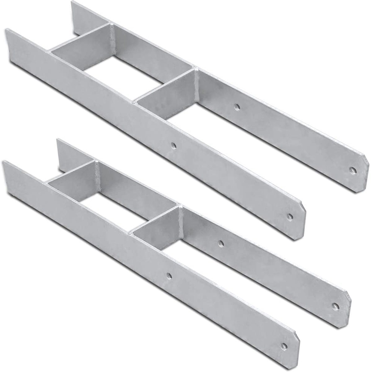 2 stuks H-paaldragers 81 mm H-anker palen - 600 mm lengte, materiaaldikte 5 mm voor palen 9 x 9 (2 stuks 81 mm)