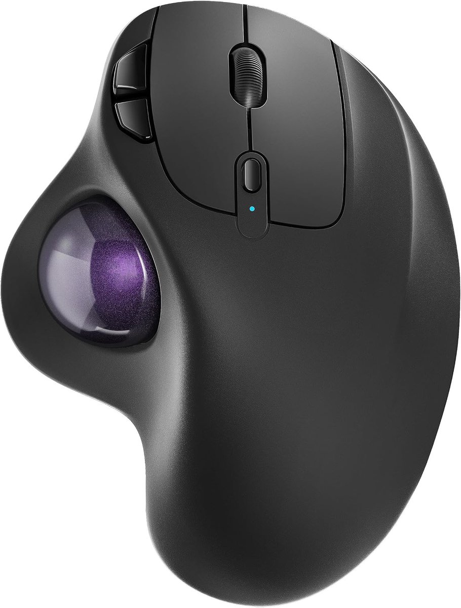 M501 draadloze trackball-muis, oplaadbare ergonomische muis, nauwkeurige en soepele tracking, verbinding met 3 apparaten (Bluetooth of 2.4G USB-ontvanger), compatibel met Mac, Windows
