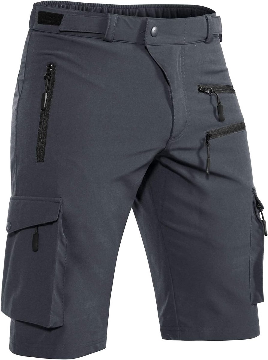 Korte Broek Heren, Zomer Lichtgewicht Sneldrogend met 5 Zakken Cargo Bermuda Wandelbroek Sport Chino Trekking Outdoor MTB Broek Heren Kort Ademend Stretch