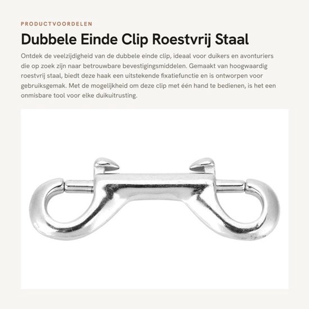 Haak Dubbel Einde Roestvrij Staal - Duurzaam - Bevestigingsmiddel - Duiken - Eenvoudig te Gebruiken - Vijf Maten - Karabijnhaak