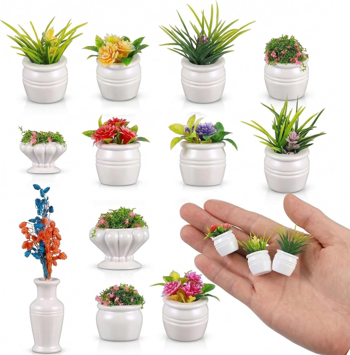 Miniatuur Bonsai Planten Set van 12, Kunstmatige Potted Planten voor Poppenhuis, Fairy Garden en DIY Decoratie, Perfect voor Fotografie en Creatieve Projecten