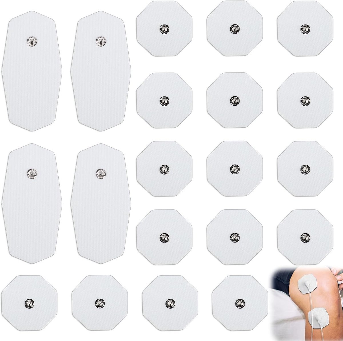 Set van 20 Herbruikbare TENS-EMS Elektroden Pads, Niet-Irriterend Ontwerp, Geschikt voor Pijnbestrijding en Spierstimulatie