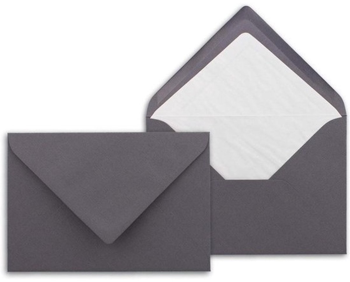 Enveloppen B6 - Briefpapier Kaarten - Feestelijke Post - Echt Ribbelpapier - 12.5 x 17.5 cm - Granietgrijs