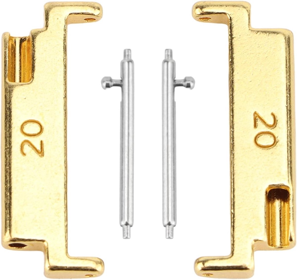 Metalen horlogeband adapter 20 tot 22 mm, verbinding voor horlogeband met veerstangen, universele horlogeband vervanging in goudkleur