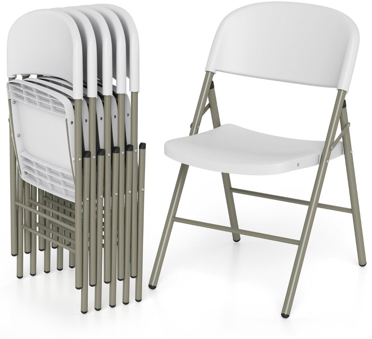 SureDeal® - Tuinmeubel - Kunststof Klapstoelen Opvouwbare - Rugleuning - Stevig Metalen - 55x50x82 cm - Zwart
