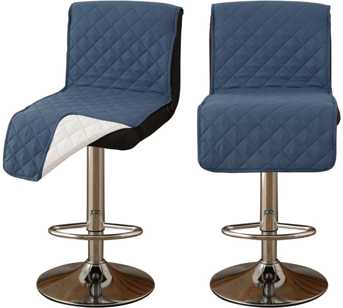 Waterdichte Barkrukhoezen - Antislip met 3 Banden - Blauw, Set van 2