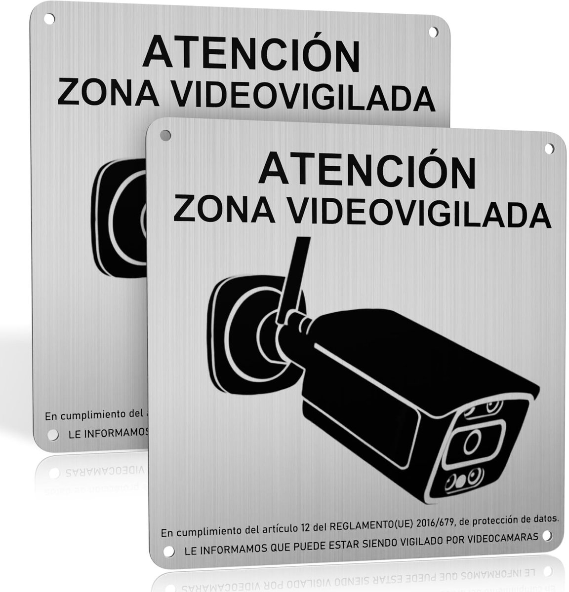 Waarschuwingsschild Videobewaking - Aluminium - 15 x 15 cm - 2 Stuks