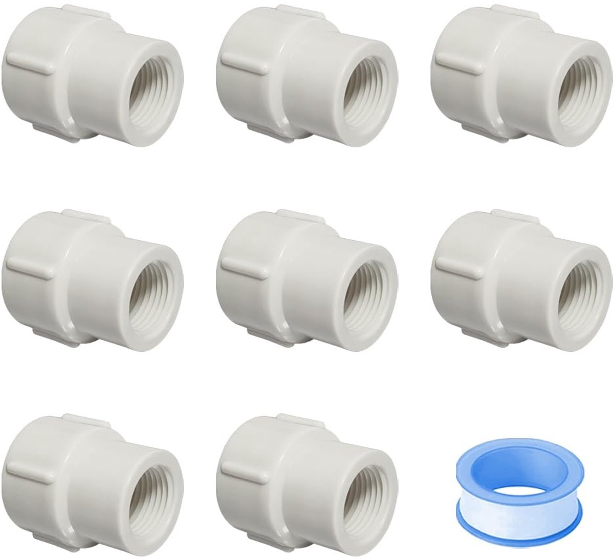 Set van 8 PVC Adapter Fittingen - 1" naar 3/4" Koppeling