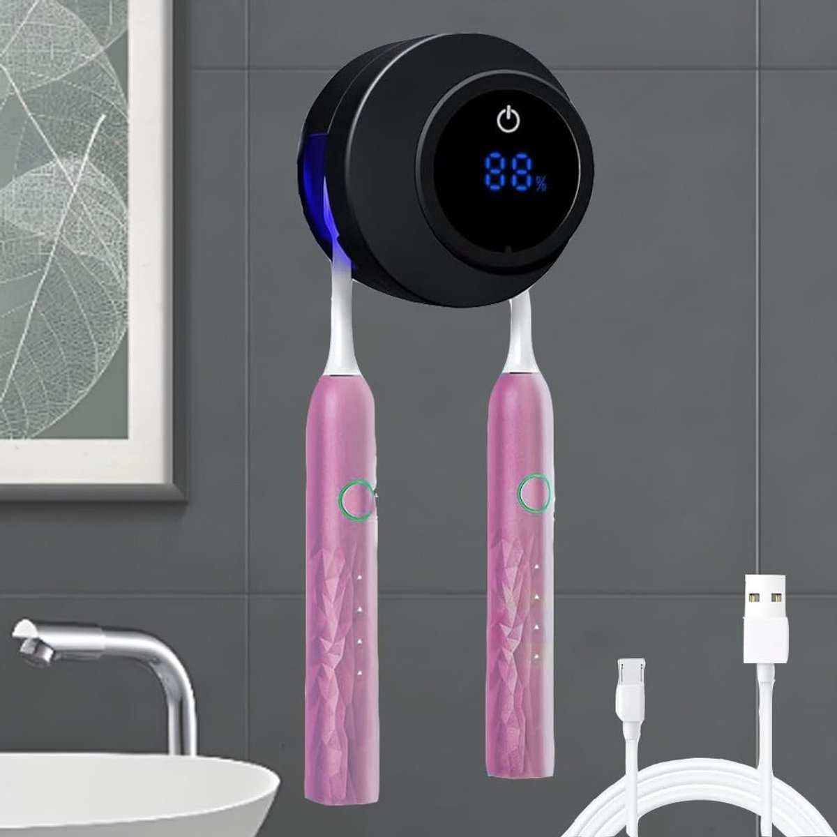 Tandenborstelsterilisator - Wandmontage met Automatische Deksel