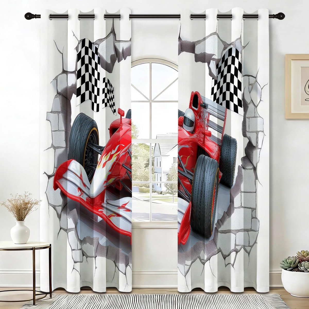 Verduisteringsgordijnen - Modern dynamisch patroon - H 175 x B 140 cm - 2 panelen