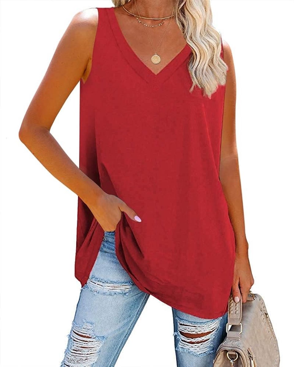 Dames Tanktop V-hals - Regular Fit Rood