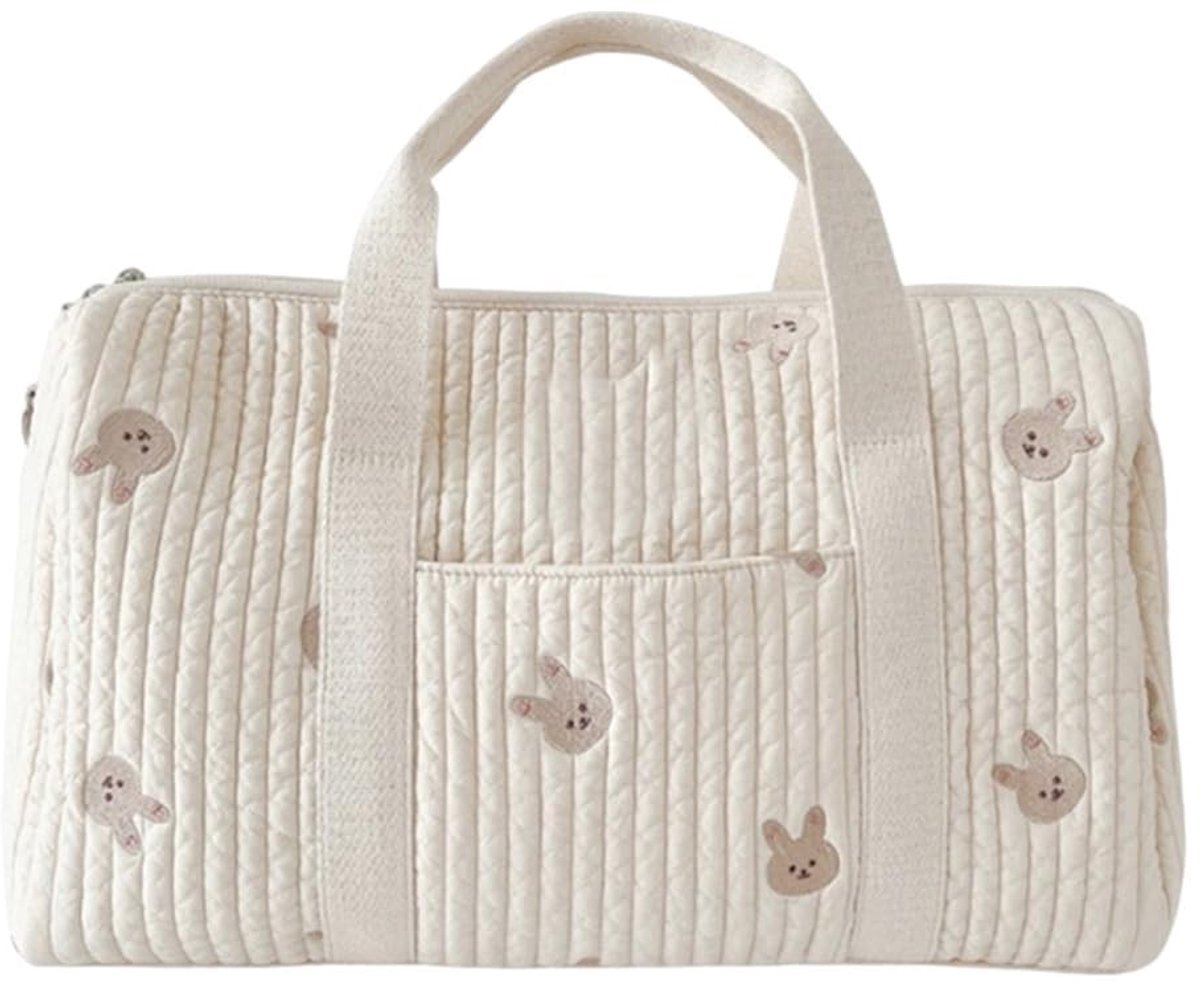 Grote Maternity Draagtas - Met Aanpasbare Schouderband en Diaper Organizer - Konijn